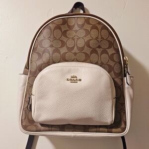 Court Coach Backpack in Canvas White.NWT